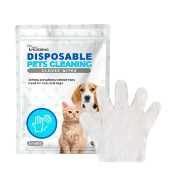1 упаковка Портативных перчаток для чистки домашних животных, удобных влажных салфеток для активного отдыха