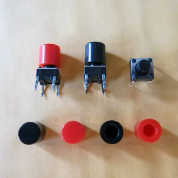 100 шт./лот, 50x Красный 50x черный колпачок для 6x6 мм кнопочного тактильного мини-переключателя, дегустатора, шальтера