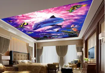 3d обои для комнаты настенная роспись на заказ нетканая картина настенная наклейка 3 d Красочные морские рыбы потолочная роспись фотообои для стен 3d