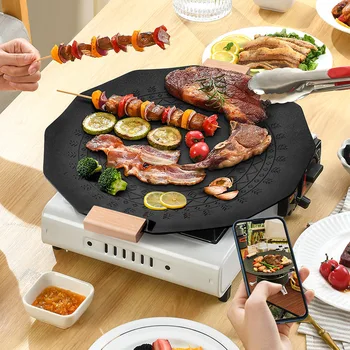 Кассетная печь Майфанши для кемпинга, плита для барбекю, тарелка для барбекю, горшок для барбекю, корейская геометрическая сковорода теппаньяки.